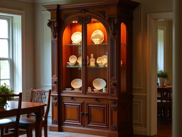 Kézzel faragott vitrin ebédlőbe
