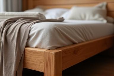 Részletes kép egyedi fa ágykeretről